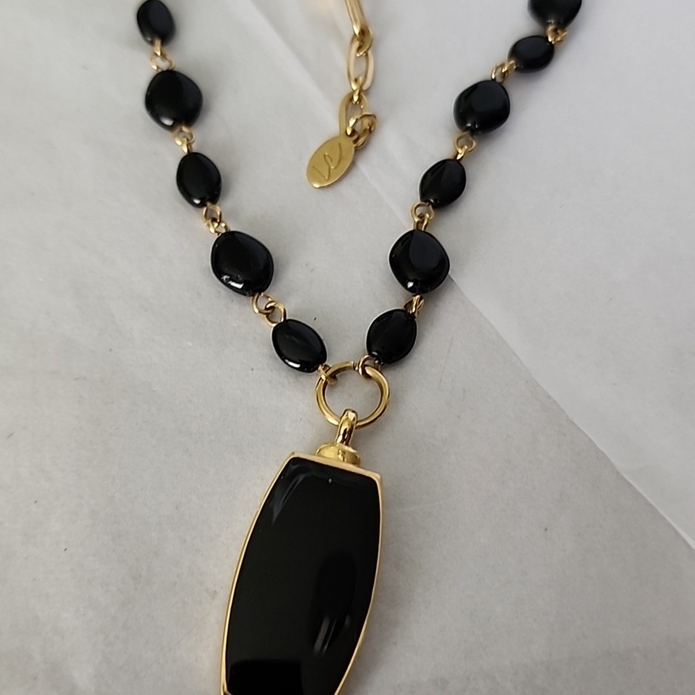 Black Onyx Color Liz Claiborne BEADED NECKLACE - Picture 7 of 9